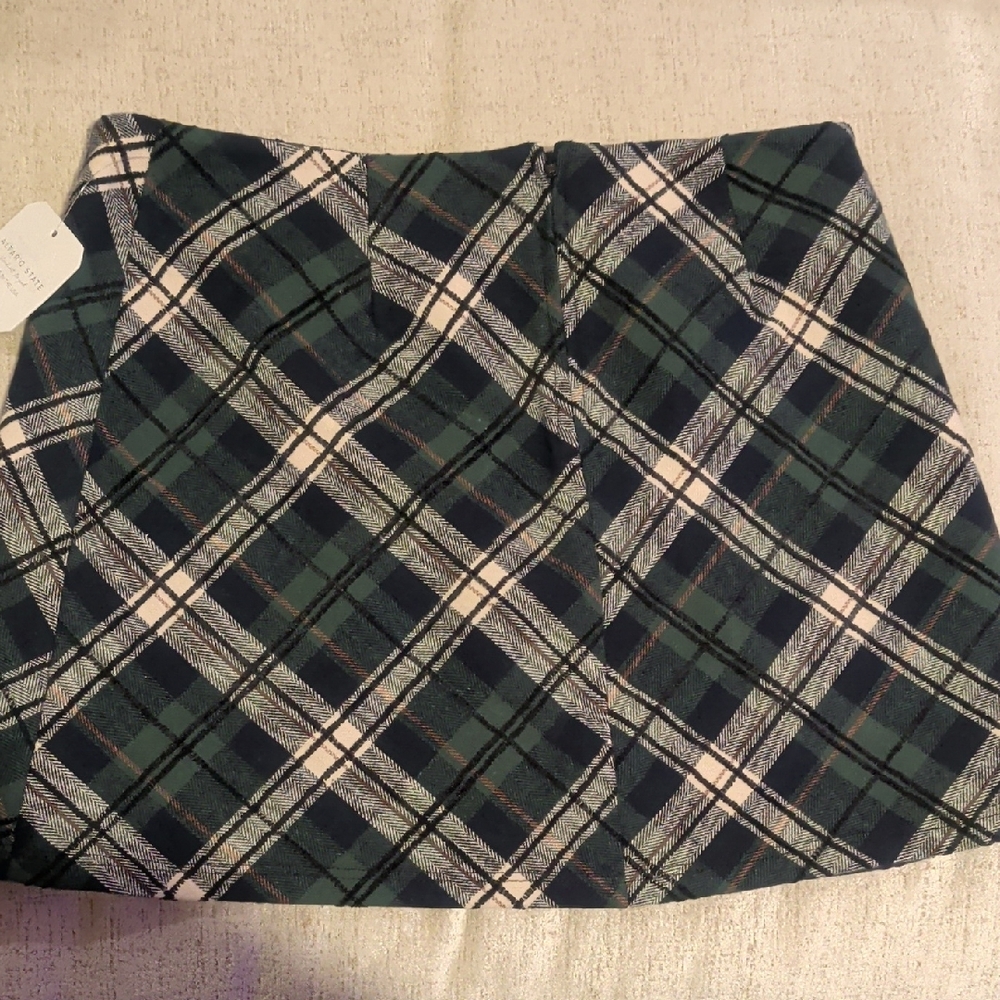 Altar'd State Tartan Mini Skirt in Green and White-NWT